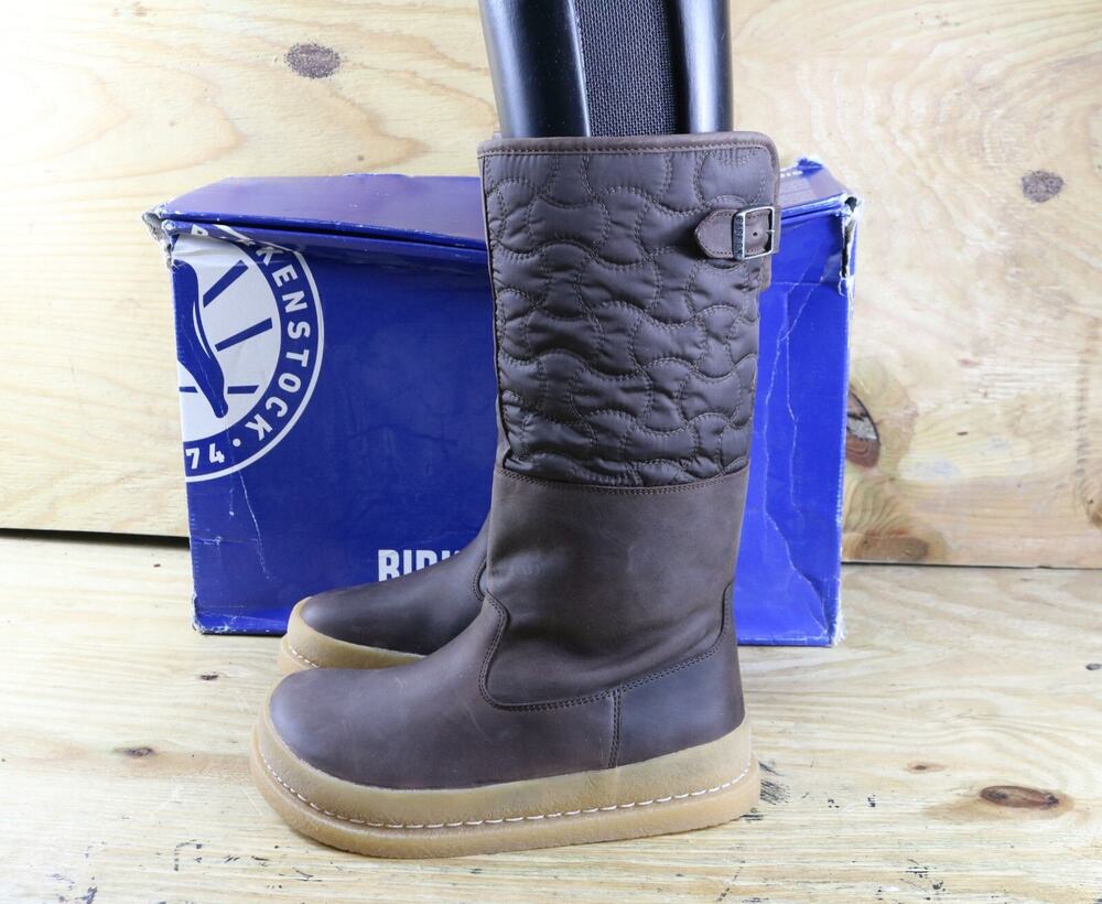 New Birkenstock Boots 38 Womens Brown Leather 7 Fur Lined ISKUT Gum Sole Narrow